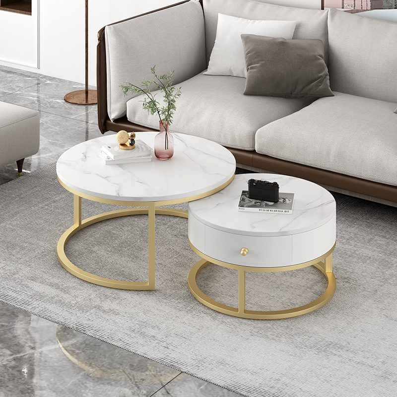 Northern Europe light luxury rock tea few small household living room tea few round combination of modern net red marble