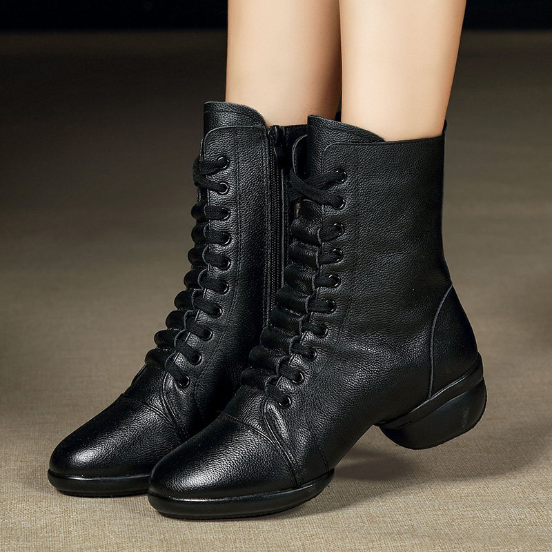 Dancing Shoes Softbottom Real Cow Leather Square Dance Women Boots Out of fashion Breathable Sailors Dancing Shoes with 100 Dancing Shoes