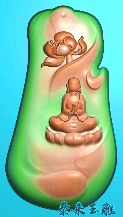With the type of lotus sitting without phase Buddha enlightenment pendant fine carving jade carving gray chart JDPBMP computer carving