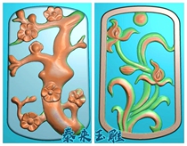 Scan wireless bar flowers plum blossom orchid carving relief jade carving gray scale computer engraving JDP BMP