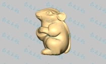 Three-dimensional double-sided scanning zodiac mouse holding ingot carved figure STL computer carved jade carved figure JDP