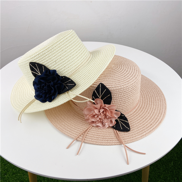 Women's Pastoral Leaves Flower Flat Eaves Straw Hat display picture 4