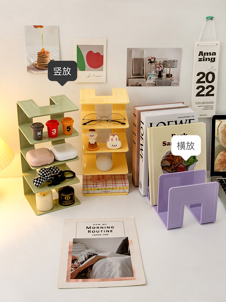 Pressure Book Separation Office Desktop Vertical Book Shelf Small Multi-Level College Desktop Students