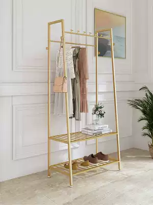 Clothing store display rack nail salon gold hanger women's clothing store shelf bedroom floor standing metal clothes shelf