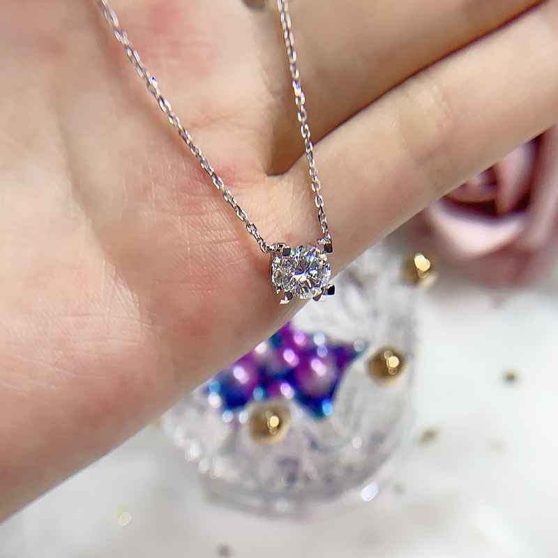 18k Platinum Mosanstone Classic Bull Head Pendant Necklace D Color Wedding Ring pt950 Platinum color gold