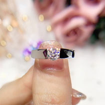 18K Platinum Mosanstone Classic Male Ring D Color Women 1 Carat Wedding Ring pt950 Platinum color gold