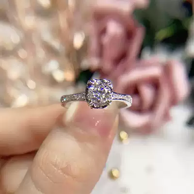 18K platinum rose gold moisanishi four-claw micro-set ring D color wedding ring can be fixed pt950 platinum color gold