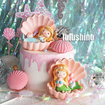 Baking cake decoration romantic ocean mermaid doll ornaments pink cartoon resin dress birthday gift