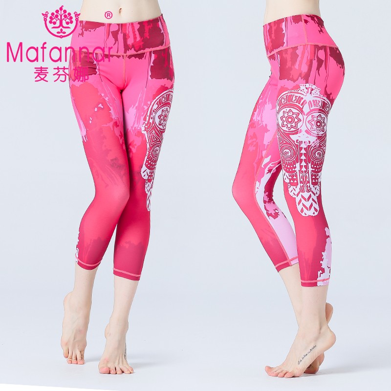 Dance Pants Yoga Pants Printed Adult Women Sports Seven-Pants Fitness Pants Elastic body Skinny Yoga Practice Pants