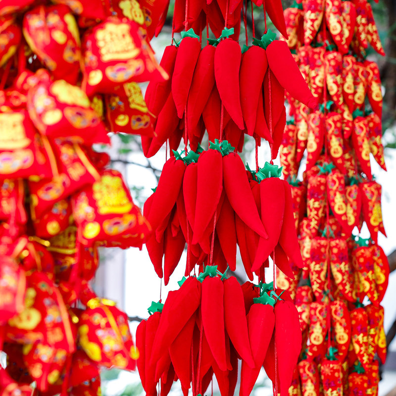 New Year decorations items Fubao firecrackers string mall arranged 2023 Rabbit New Year's Day New Year's Eve Spring Festival Pepper Strings Pendant-Taobao