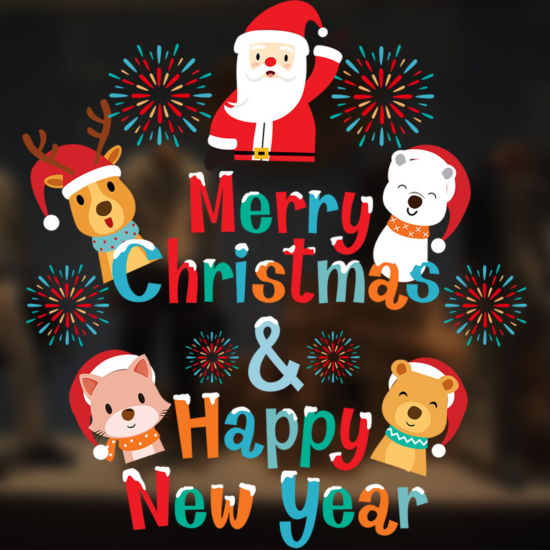 Christmas decorations with a shop shop shop window glass stickers scene arrangements Christmas decorations Christmas tree windows flower door stickers