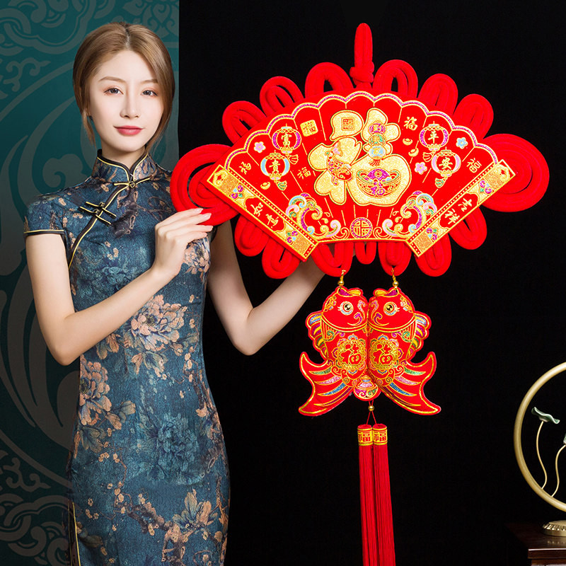 Chinese knot blessing pendant living room large 2021 New Year decoration entrance wall hanging Spring Festival festive decoration supplies