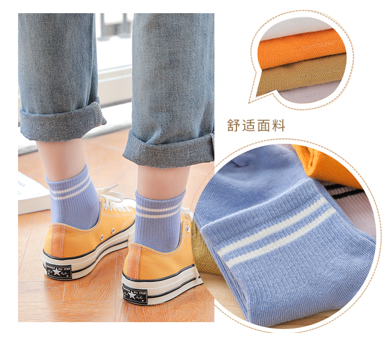 Vớ cotton Langsha nữ phiên bản Hàn Quốc của ULzzang mùa xuân và mùa thu trong mẫu ống cotton mùa hè gió đại học vớ Hàn Quốc mỏng - Vớ bông quần tất bông dày
