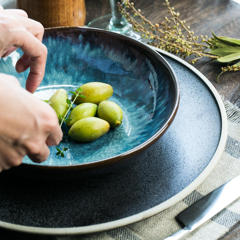 And HD peacock lines shallow expressions using basin variable glaze ceramic rainbow such as bowl of soup basin of continental fruit salad bowl dessert bowls