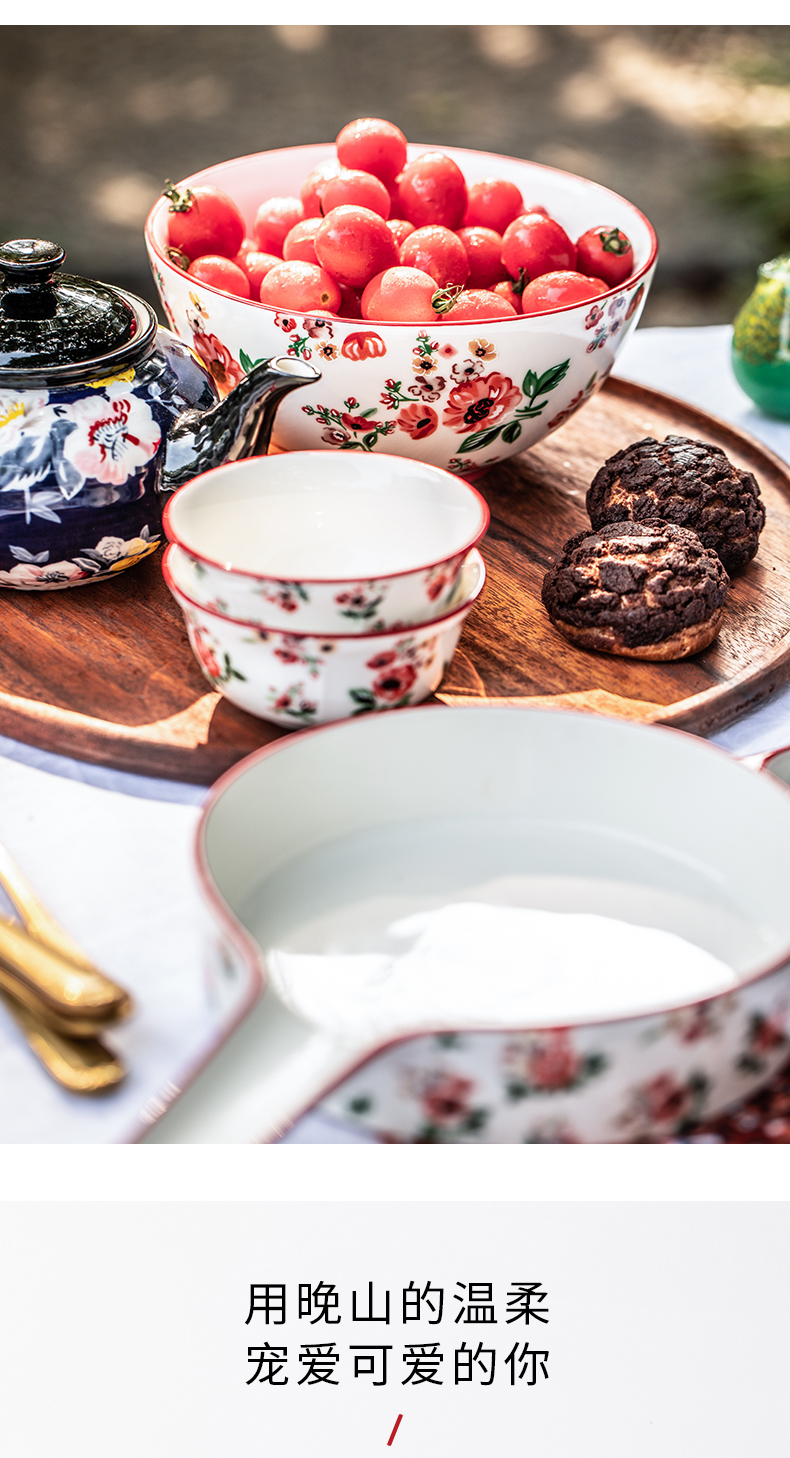 Eat light night mountain series key-2 luxury dishes suit box pan bake bowl of high - grade household ceramics tableware gifts