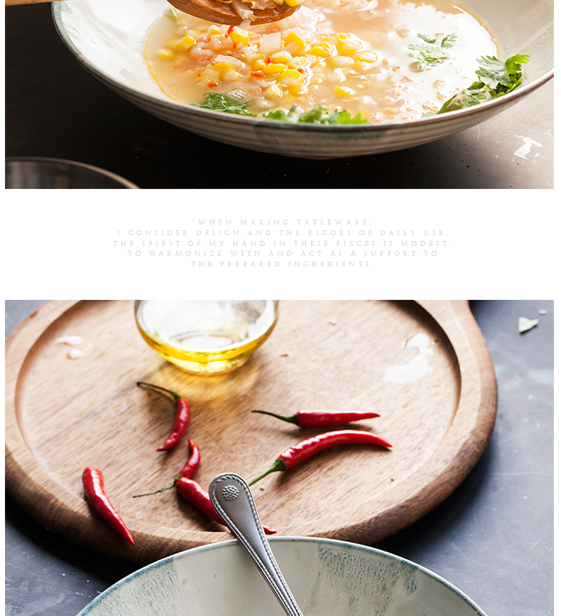 And HD Japanese coarse pottery fruit salad bowl hat to bowl of restoring ancient ways household creative ceramic bowl of soup bowl rainbow such use