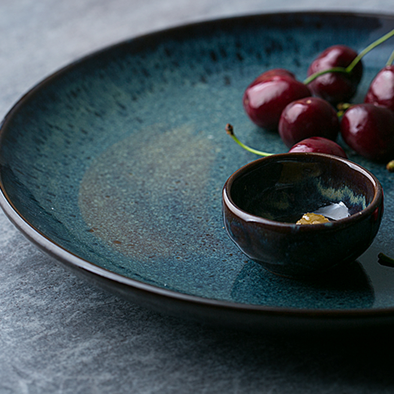 And the peacock print creative coarse pottery western - style food restaurant dish plate household vegetable salad breakfast tray steak dishes