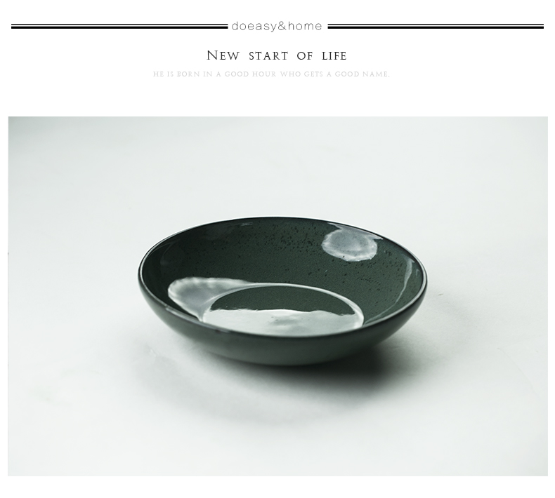 And water creatures Nordic soup bowl creative ceramic blackish green light expressions using basin large salad bowl household food dish