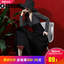  French retro Hepburn style dress femininity 2021 autumn new thin off-code clearance light cooked style long skirt