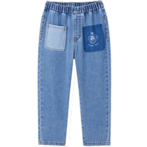 minipeace childrens clothing boys dad pants autumn new contrast pattern childrens jeans trendy