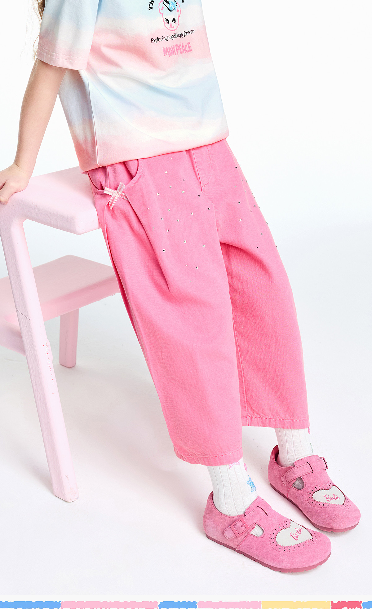 Minipeace Peacebird Children's Clothing Girls' Mid-Length Shorts Summer Thin Dopamine Style Soft Denim Pants Children's Pants — 8