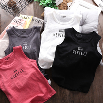 Childrens bamboo cotton vest boys and girls summer letters sleeveless halter baby shirt Joker T-shirt