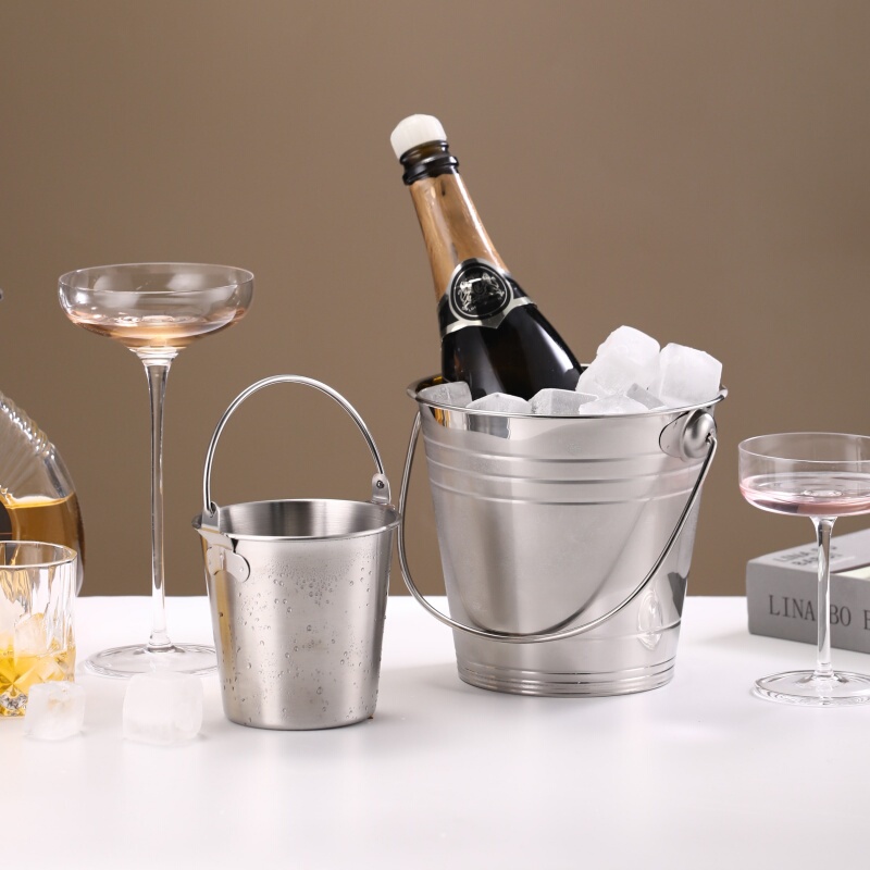 Thickened Stainless Steel Ice Bucket for Ice Cubes, Bar Champagne Bucket, Commercial Ktv Special Ice Bucket, Beer and Wine Bucket
