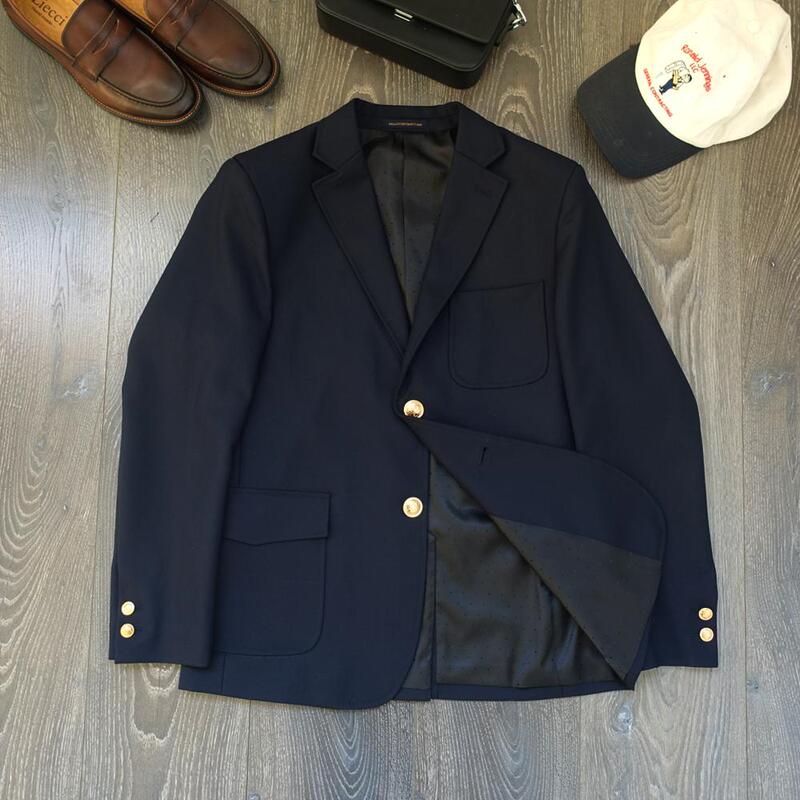 Cailenow Blzaer Casual Wool Jacket Men's Suit Ivy Style Single-Breasted Gold Button Jacket Single Suit