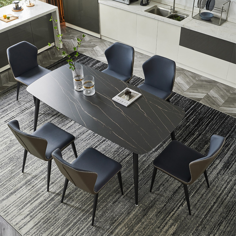 Rock board dining table and chair combination simple modern rectangular household size apartment Nordic Italian minimalist dining room dining table
