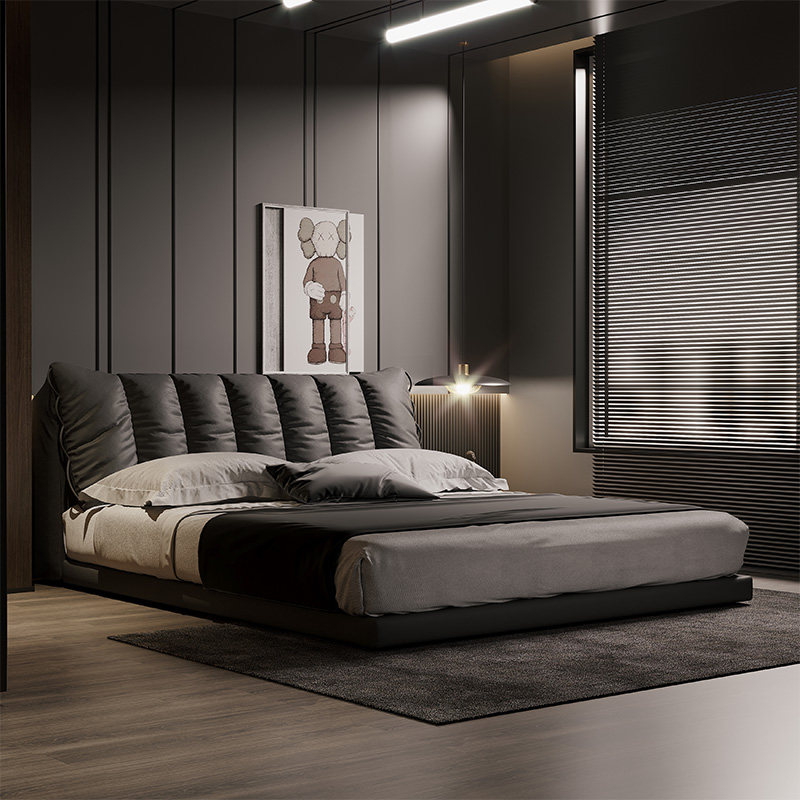 Nordic light luxury furnace furnace furnace skin bed modern double bed soft pack wedding bed 1 8M