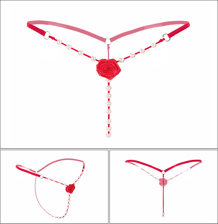 Châu Âu và Mỹ gợi cảm thong nữ thêu ngọc trai massage đồ lót trong suốt eo thấp T quần Valentine Ngày 4 hộp quà tặng quần lót đùi nam