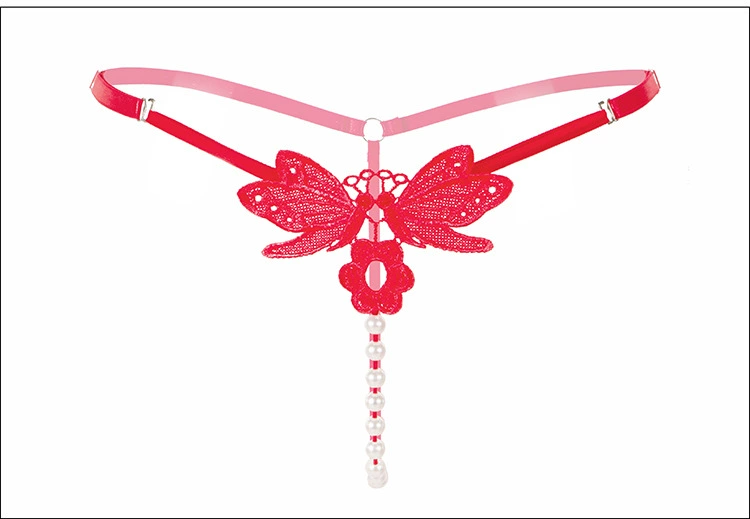 Châu Âu và Mỹ gợi cảm thong nữ thêu ngọc trai massage đồ lót trong suốt eo thấp T quần Valentine Ngày 4 hộp quà tặng