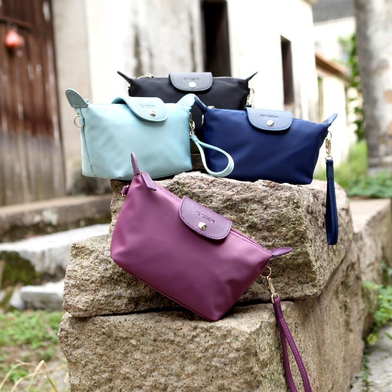 Qingge new fashion lightweight Oxford waterproof nylon hand-held messenger bag cosmetic storage bag coin purse women's bag