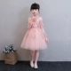 Đầm trẻ em màu hồng công chúa váy cô gái dài tay dày lên trang phục piano hoa cô gái nhỏ chủ nhà mùa thu và mùa đông