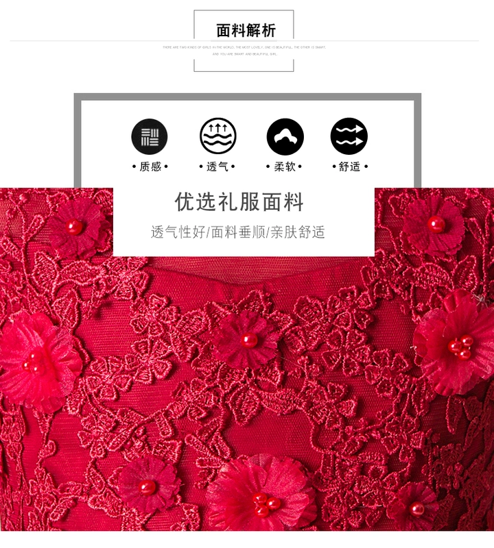 Trẻ em buổi tối công chúa ăn mặc cô gái fluffy catwalk chương trình cô gái hoa cô gái chủ nhà trang phục piano đỏ - Váy trẻ em thời trang cho bé