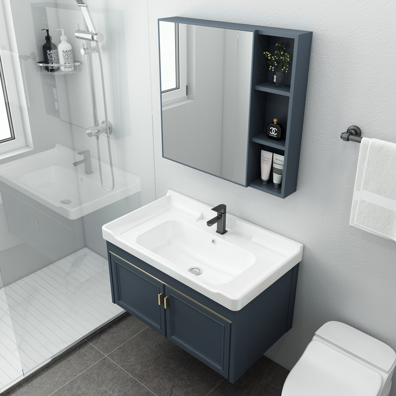Space aluminum bathroom cabinet combination home bathroom washbasin simple water basin basin integrated wall type wash basin