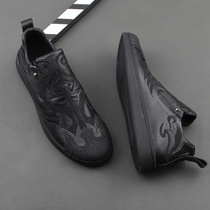 Hong Kong counter European station mens shoes summer new embroidered casual lazy shoes mens genuine leather trendy shoes Lok Fu sneakers for men