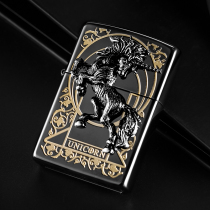 Zippo genuine lighter kerosene windproof lettering Mens collectible grade gift Black Ice Unicorn