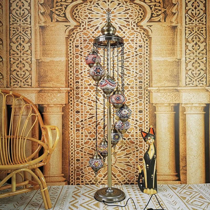 地中海复古客厅卧室浪漫异域民族风手工9头出口土耳其琉璃落地灯详情4