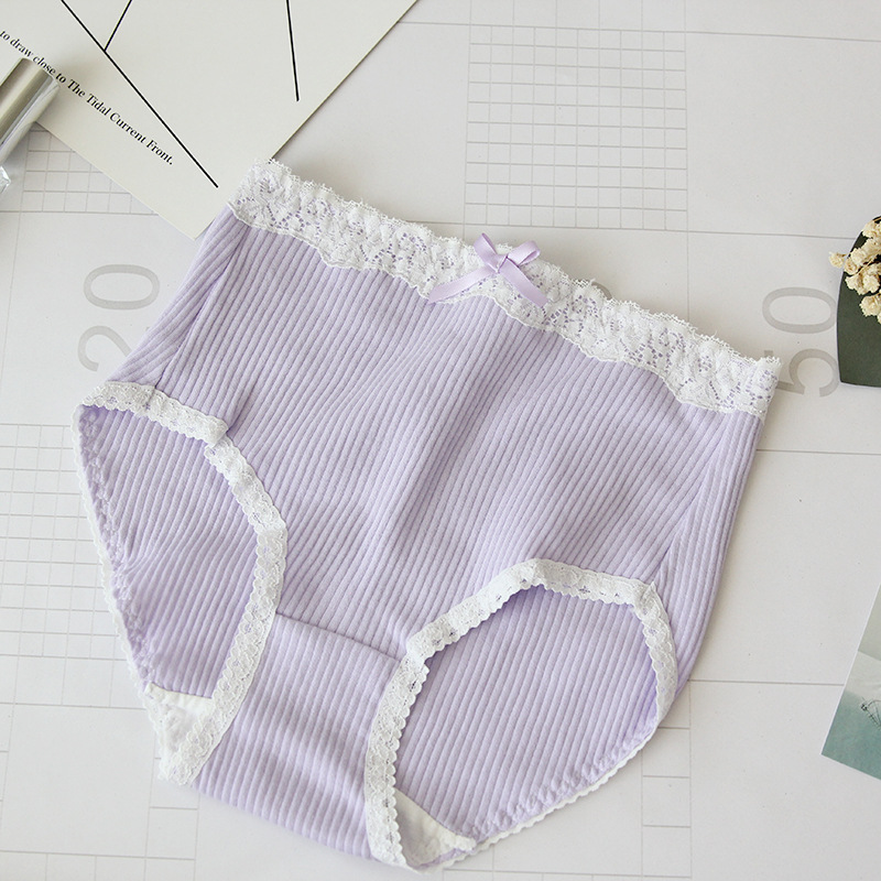 Ấm áp bảo vệ ~ Thiết kế tìm kiếm ánh sáng Nhật Bản cao eo bông Cotton Tóm tắt thoải mái mềm mại quần lót nữ cao cấp