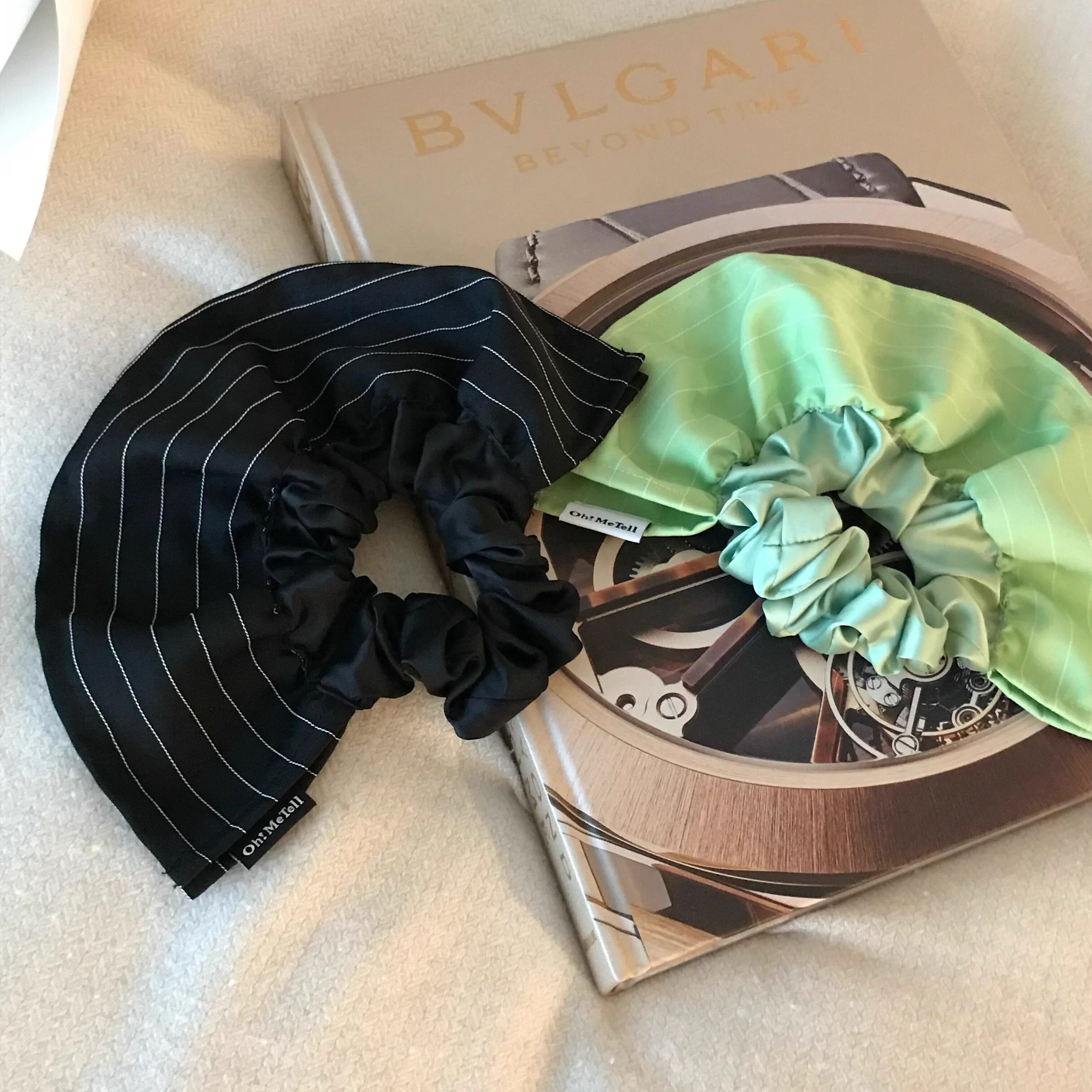 Oh! Me Tell [Big skirt hem Hair Band] Herben-style striped patchwork large intestine headpiece Hair tie for women