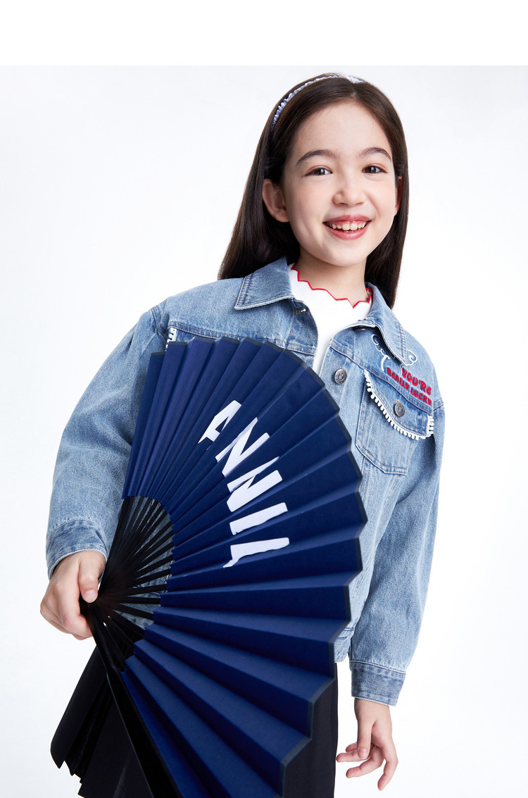 Детская куртка Жан 安奈儿女童装短款翻领浅色牛仔夹克外套春秋季款甜美时尚上衣 Annil