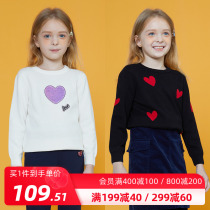 Anna children's clothing girls round neck pure cotton wool sweater sweater new autumn winter 2022 knitwear tops with an elegant underwear style