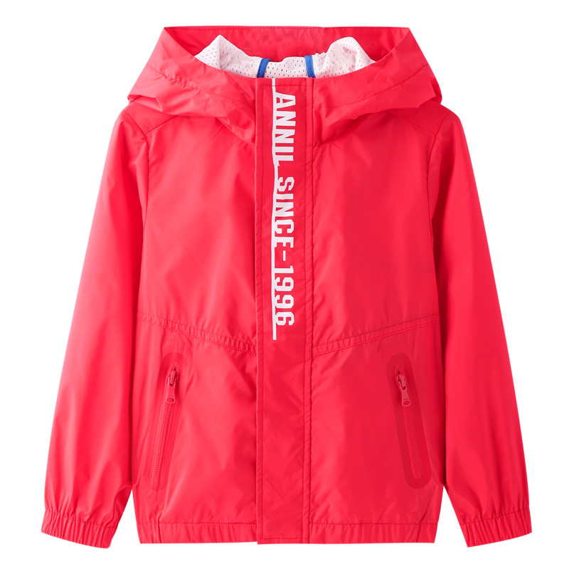 Annell trai punch Coat 2020 mùa xuân ăn mặc mới vừa dệt Child Coat Little Boy đúp Hood áo.