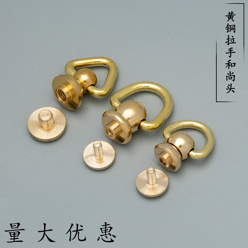 Pure Brass Band Ring Swivel Monk Head Pacifier Nail Pure Copper Handmade Leather Leather Strap Wallet Special Accessories