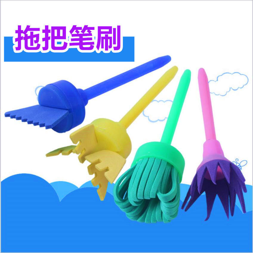 Graffiti Brush Rotary Sponge Brush Mop Pen Brush Seal Children Drawing Kindergarten Graffiti Painting EVA Pen Brush