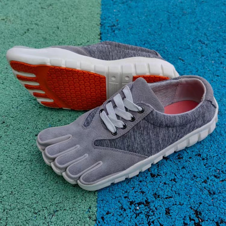 Autumn and Winter Thick-Soled Five-Toe Shoes for Men, Genuine Leather Outdoor Running Shoes, Squat Training Yoga Fitness Shoes, Corrective Split-Toe Shoes