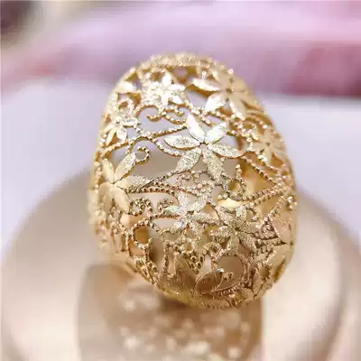 Italy imported goddess jewelry ring 18K gold craft hollow carved opening adjustable designer model