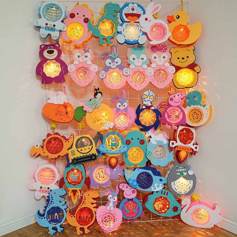 Children do not weave cloth cartoon New Year Lantern Spring Festival Hand shining projection music toy creative Mid-Autumn Festival Flower Light