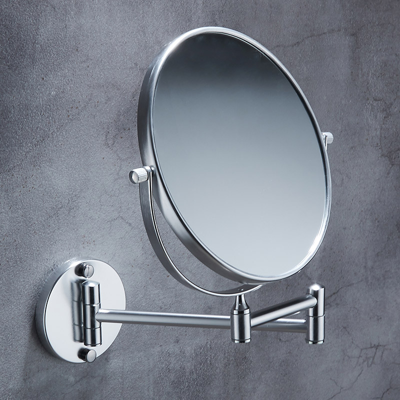 Perforation-free bathroom rotating telescopic mirror makeup mirror folding beauty mirror wall hanging double-sided mirror toilet magnifying mirror